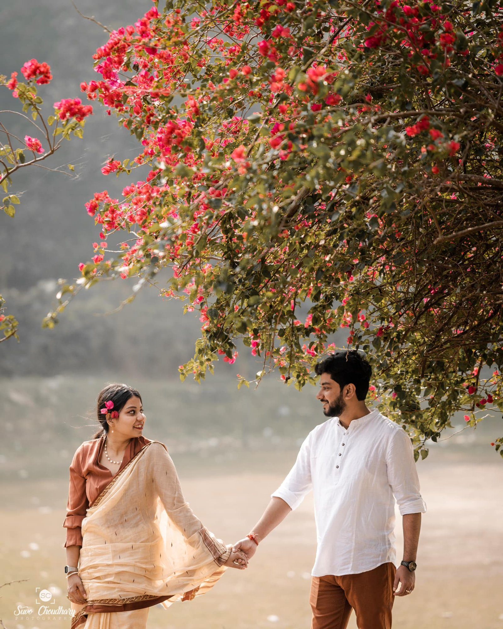 Wedding photographer in Siliguri – pre-wedding bougainvillea North Bengal – Suvo Choudhury