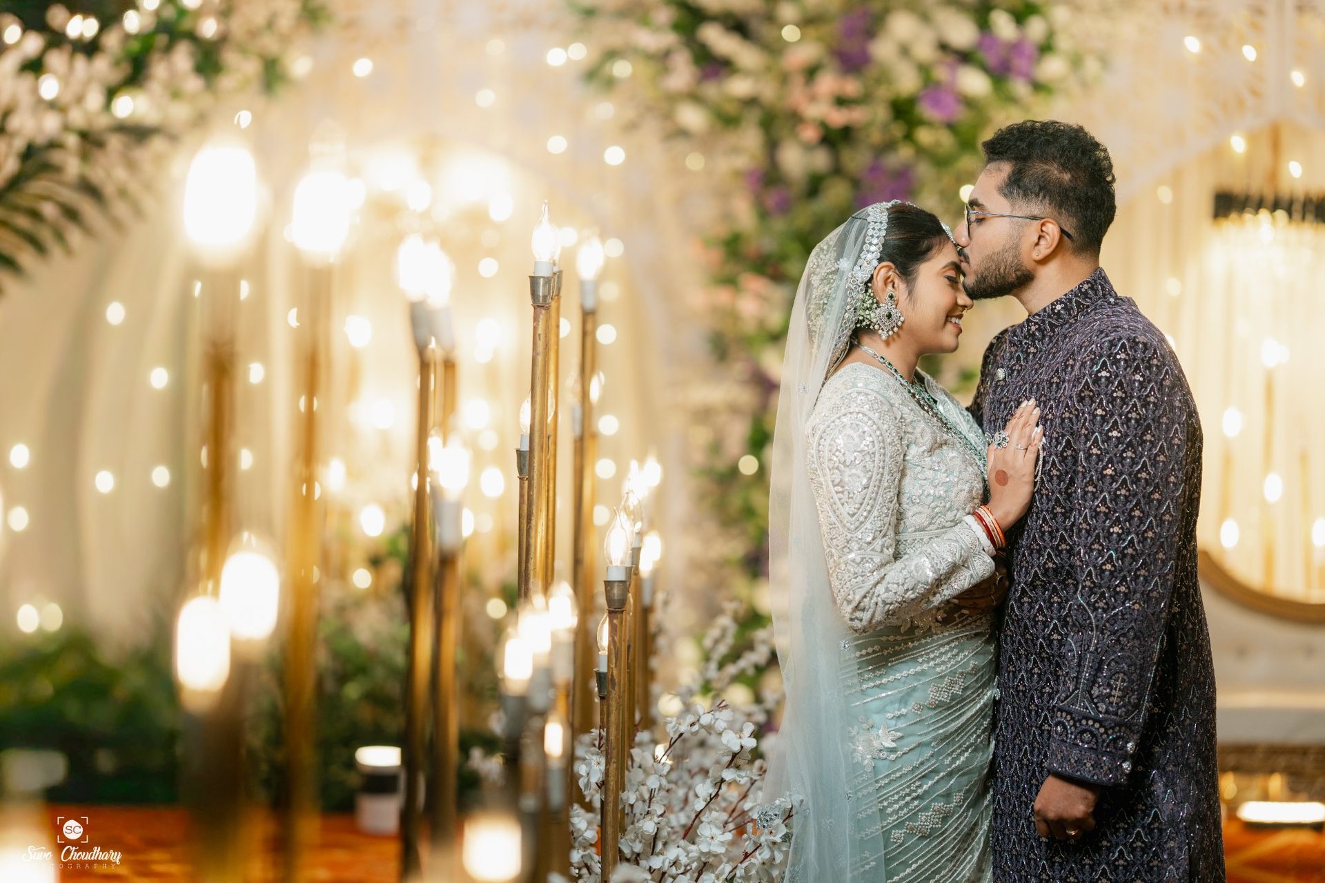 Wedding photographer in Siliguri – reception candlelight portrait – Suvo Weddings